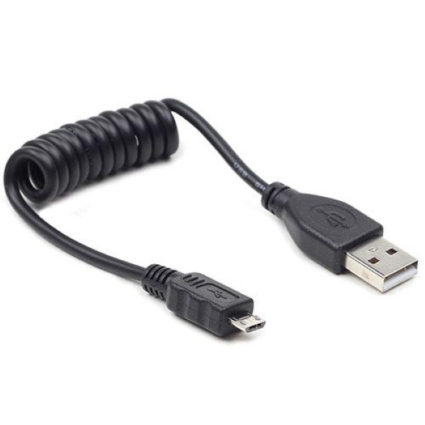 CABLEXPERT COILED MICRO USB CABLE 0.6M BLACK
