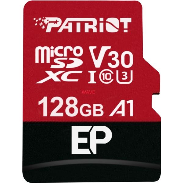 PATRIOT EP 128 GB MICROSDXC, MEMORY CARD BLACK - RED, A1, UHS-I U3, CLASS 10