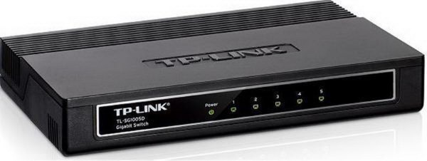 TP-LINK TL-SG1005D 5-port Desktop Gigabit Switch, 5 10/100/1000M RJ45 ports, plastic case