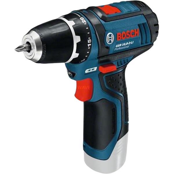 BOSCH CORDLESS DRILL GSR 12V-15-2-LI PROFESSIONAL BLUE  BLACK, L-BOXX, WITHOUT BATTERY AND CHARGER