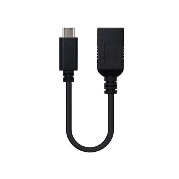 NANOCABLE OTG CABLE  USB TO USB TYPE C 3.1 NANOWIRE 15CM 15CM / FEMALE TO MALE / BLACK 10.01.4201