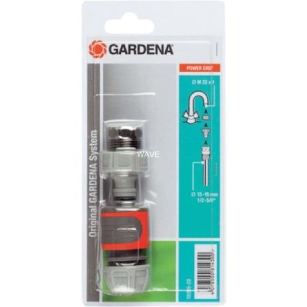 GARDENA FAST CONNECTION SET 18285-20, TAP CONNECTOR GRAY - ORANGE, 26.5 MM 3-4 "