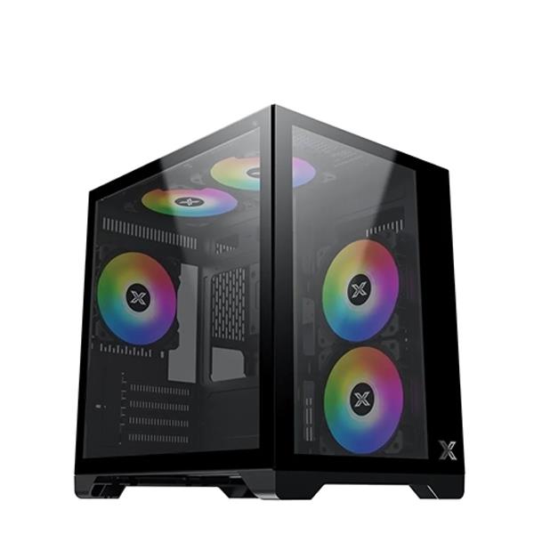 XIGMATEK Aqua M  Micro Gaming Case  Tempered Glass 5x RGB Fans with controller black