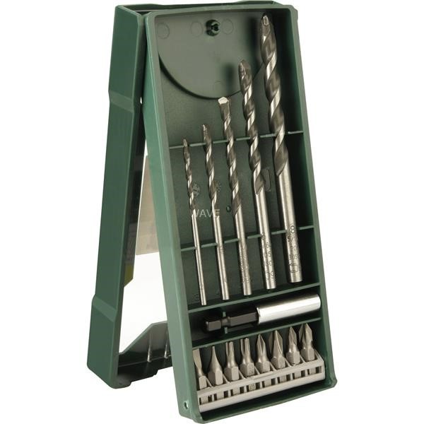 BOSCH MINI X-LINE MULTI-PURPOSE DRILL BIT SET, 14-PIECE, DRILL AND BIT SET GREEN