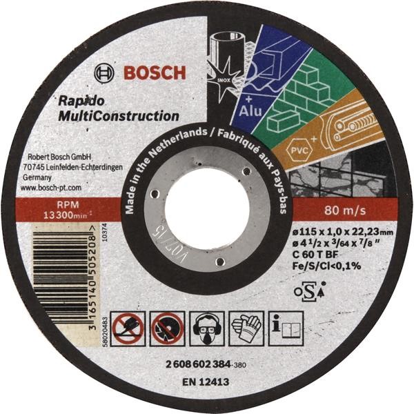 BOSCH CUTTING DISCS RAPIDO MULTI CONSTRUCTION 115MM