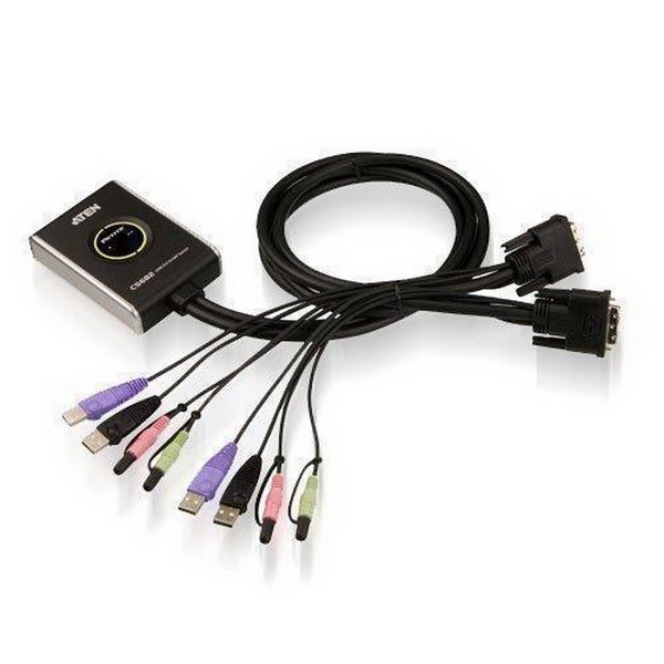 ATEN KVM 2 PORT DVI/USB W/CABLES & W/SOUND