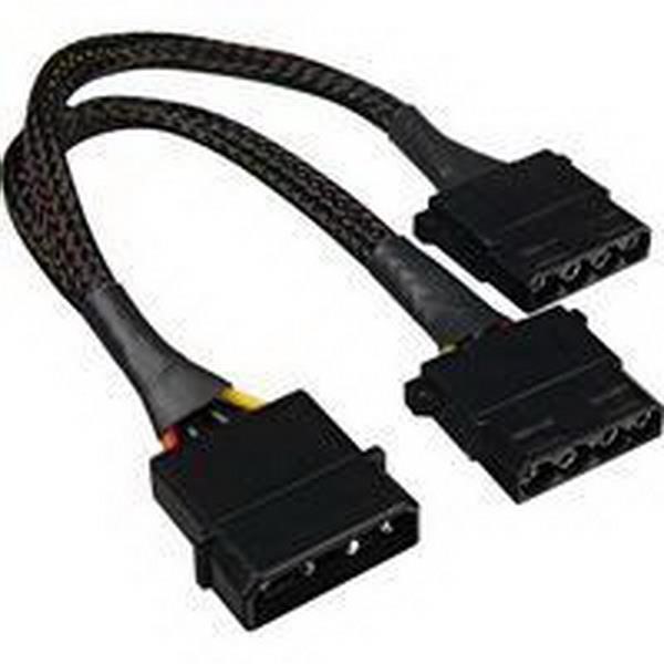SHARKOON POWER SUPPLY Y POWER CABLE 4PIN 5,25 "> 2X 4PIN 5,25" MOLEX Y CABLE BLACK, 15CM