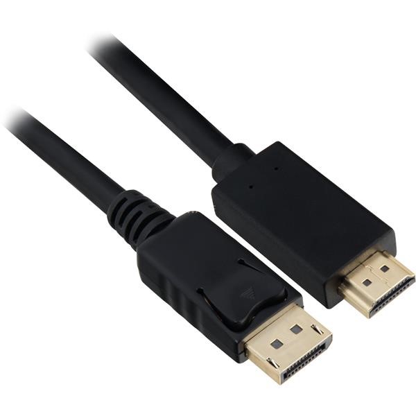 SHARKOON DISPLAYPORT 1.2 PLUG> HDMI 4K PLUG, CABLE FOR CONNECTING A HDMI MONITOR TO A DISPLAY PORT FEMALE 1X DISPLAYPORT  PLUG  ON 1X HDMI  MALE  5M BLACK, 5 METERS 4044951020256