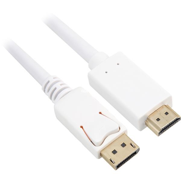 SHARKOON DISPLAYPORT 1.2 PLUG> HDMI 4K PLUG, CABLE FOR CONNECTING A HDMI MONITOR TO A DISPLAY PORT FEMALE 1X DISPLAYPORT  PLUG  ON 1X HDMI  MALE  3 M WHITE, THREE METER 4044951020287