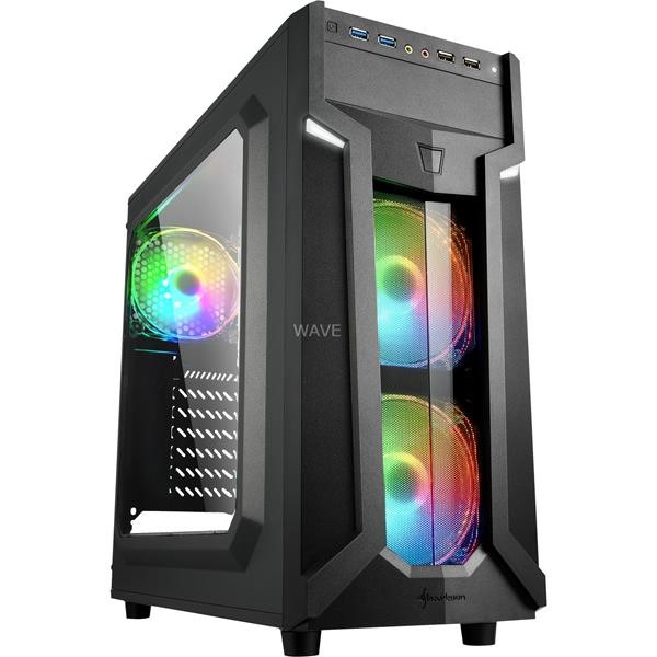 SHARKOON V G6-W RGB, TOWER CASE BLACK, SIDE PANEL FROM ACRYLIC
