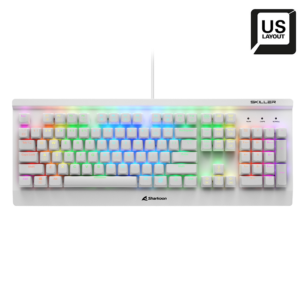 SHARKOON SKILLER MECH SGK3 KEYBOARD CABLE 104 BUTTONS AMERICAN WHITE, RED KAILH, US LAYOUT