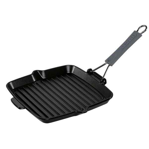 STAUB SQUARE GRILL PAN  24CM CAST IRON, BLACK, INDUCTION
