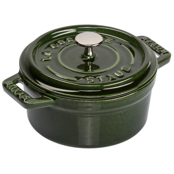 STAUB MINI COCOTTE 10CM ROUND BASIL GREEN, CAST IRON