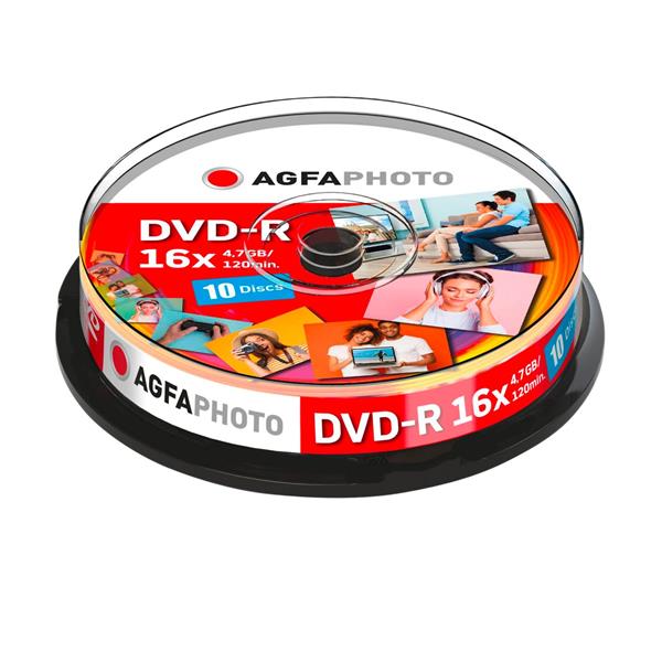 1X10 AGFAPHOTO DVD-R 4,7GB 16X SPEED, CAKEBOX
