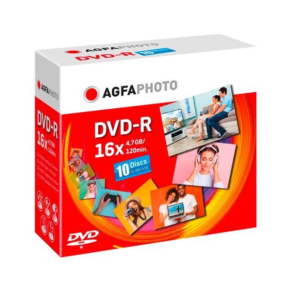 1X10 AGFAPHOTO DVD-R 4,7GB 16X SPEED, SLIMCASE