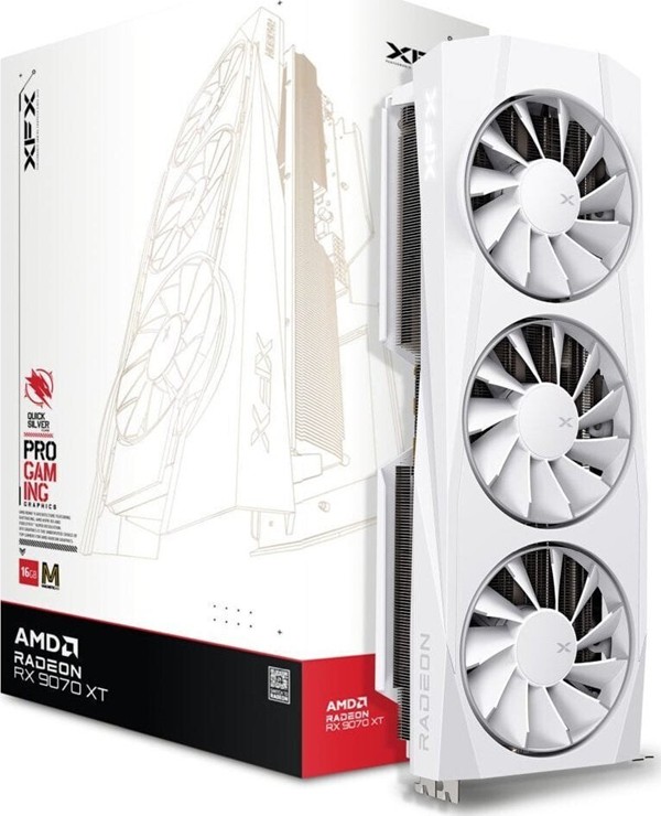 XFX Radeon RX 9070 XT 16GB GDDR6 Quicksilver White Magnetic Air Edition