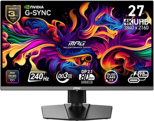 MSI MPG 272URX QD-OLED HDR Gaming Monitor 26.5" 4K 3840x2160 240Hz  0.03ms GTG