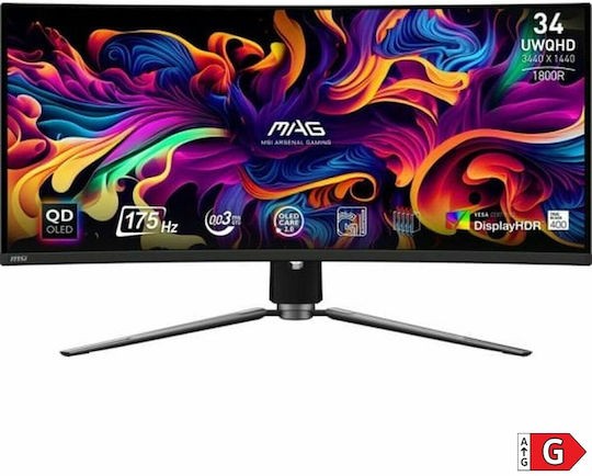 MSI Mag 341CQP QD-OLED Ultrawide QD-OLED HDR Curved Gaming Monitor 34" QHD 3440x1440 175Hz  0.03ms GTG