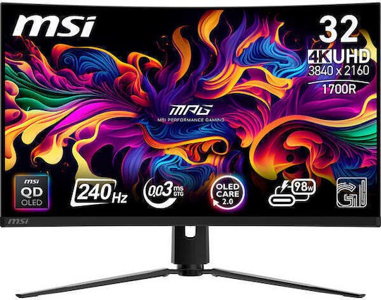 MSI MPG 321CURXDE QD-OLED HDR Curved Gaming Monitor 31.5" 4K 3840x2160 240Hz  0.03ms GTG