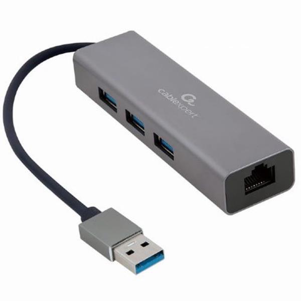 CABLEXPERT USB AM GIGABIT NETWORK ADAPTER WITH 3-PORT USB 3.0 HUB