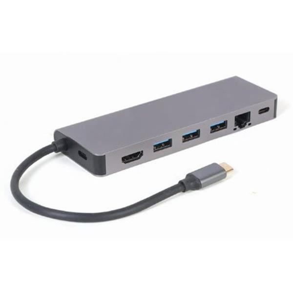 CABLEXPERT USB TYPE-C 5IN1 MULTIPORT ADAPTER HUB-HDMI-PD-CARD READER-LAN