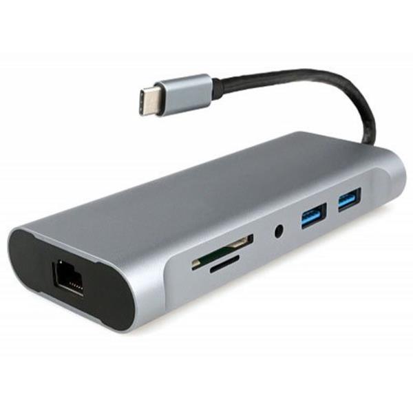 CABLEXPERT USB TYPE-C 7-IN-1 MULTIPORT ADAPTER HUB3.0-HDMI-VGA-PD-CARD READER-STEREO AUDIO