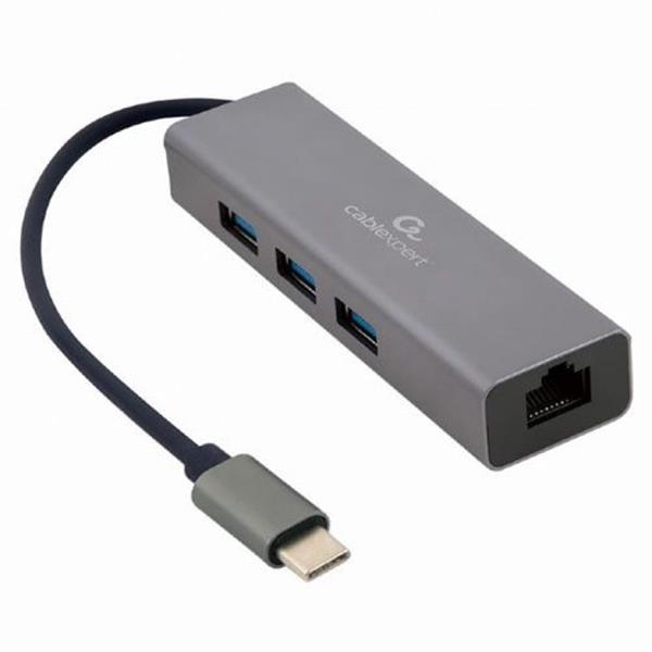 GEMBIRD TYPE-C GIGABIT NETWORK ADAPTER WITH 3-PORT USB3.1 HUB