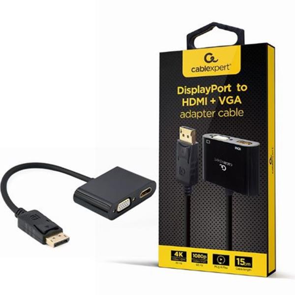CABLEXPERT DISPLAYPORT MALE TO HDMI FEMALE-VGA FEMALE ADAPTER CABLE BLACK