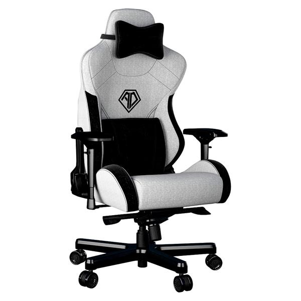 ANDA SEAT Gaming Chair T-PRO II Light Grey/ Black FABRIC with Alcantara Stripes