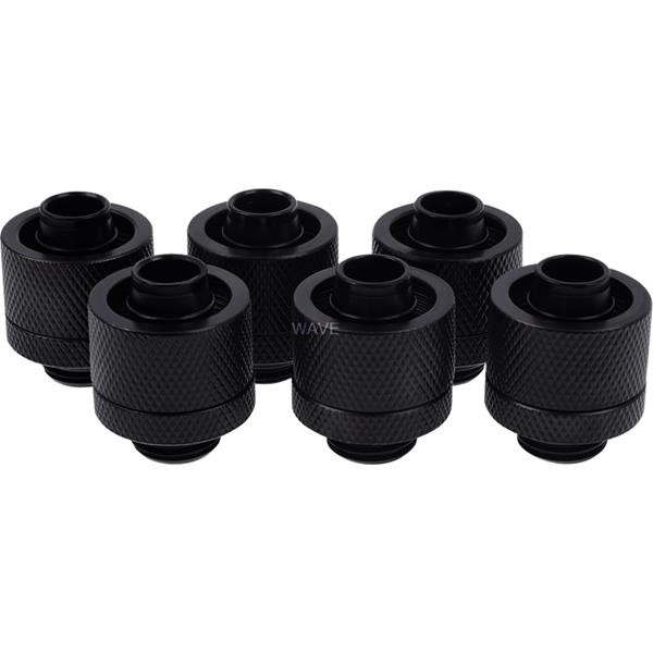 ALPHACOOL ICICLES COMPRESSION FITTING, CONNECTION BLACK, STRAIGHT