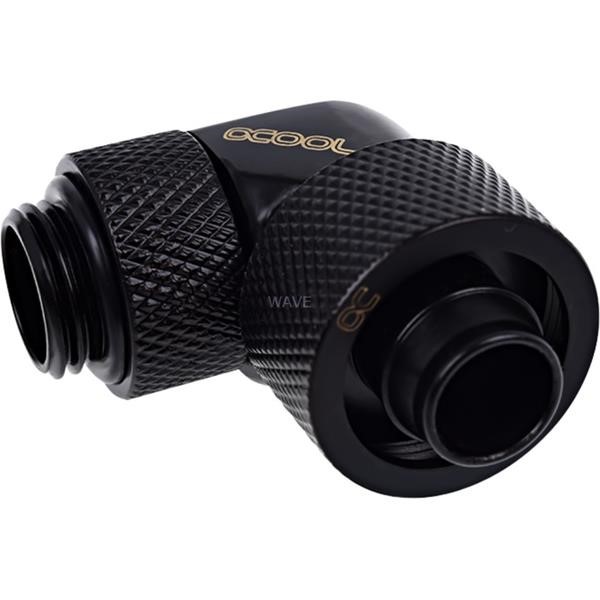 ALPHACOOL ICICLES COMPRESSION FITTING, CONNECTION BLACK, 90 ° ANGLED, 360 ° REVOLVING