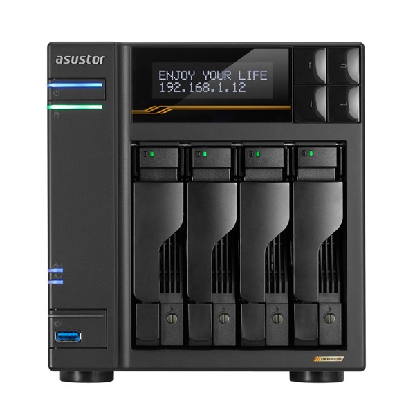 ASUSTOR NAS LOCKERSTOR 4 Gen3 AS6804T 4-BAY 3,5'' 4x M.2 NVMe slots AMD Ryzen Quad-Core 16GB DDR5  2x 10 GbE, 2x5GbE Port