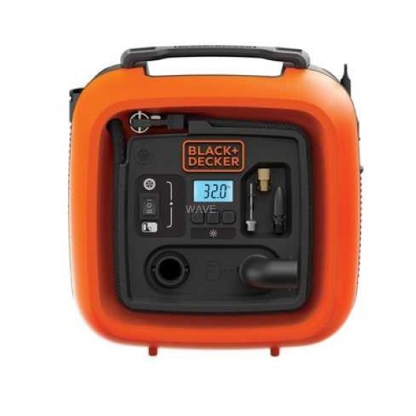 BLACK - DECKER COMPRESSOR ASI400-XJ, 11BAR, AIR PUMP ORANGE  BLACK, 12 VOLT CIGARETTE LIGHTER CONNECTOR