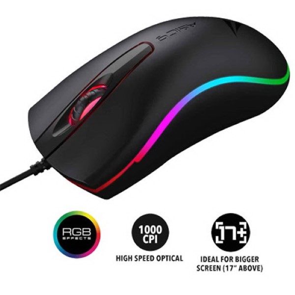 ALCATROZ RGB USB WIRED MOUSE ASIC 9 BLACK