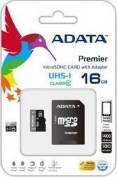 ADATA MICROSDHC UHS-I 16 GB, 16 GB MEMORY CARD READ 50 MB / S, WRITE 10 MB / S MICROSDHC CLASS 10, PREMIER SERIES, INCL. ADAPTER