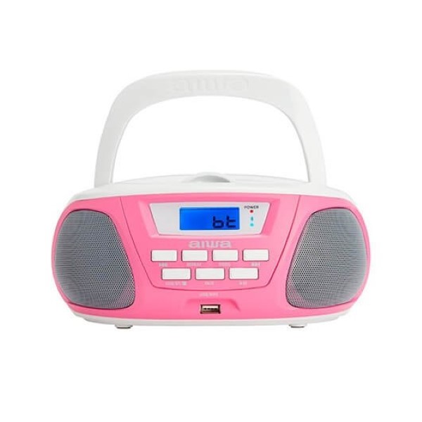 AIWA RADIO CD BOOMBOX BBTU-300PK PINK BLUETOOTH / CD / USB / MP3 / AM / FM / AUX IN 3.5 MM / 2X2.5W BBTU-300PK
