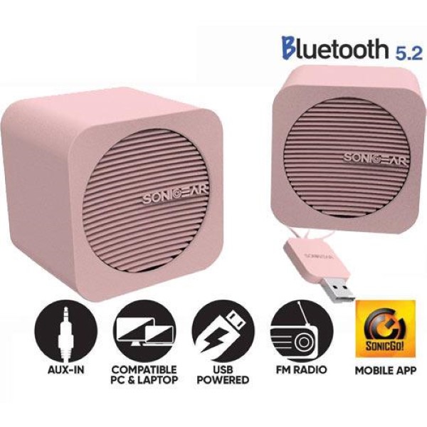 SONIC GEAR BLUETOOTH 5,2 SPEAKERS 2,0 BLUE CUBE PEACH