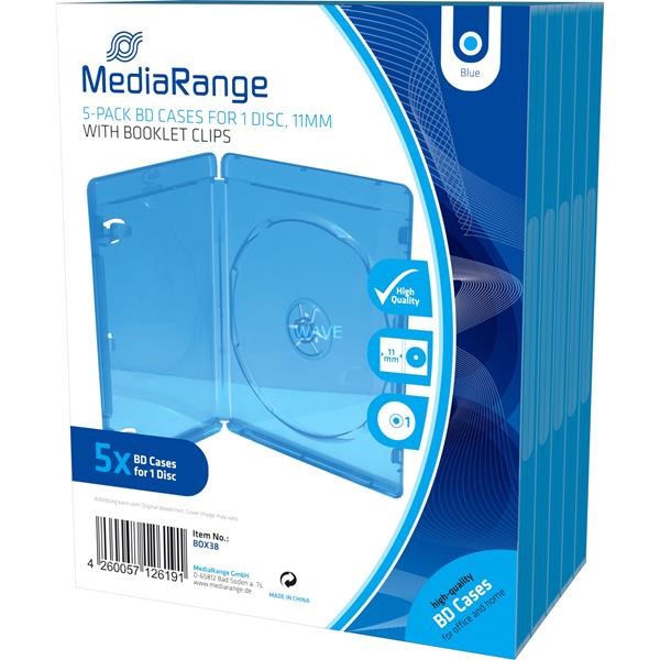 MEDIARANGE BD VIDEO BOX RETAIL PACK SINGLE 5ST, CASES CASES CD, DVD, BLU-RAY RETAIL PLASTIC