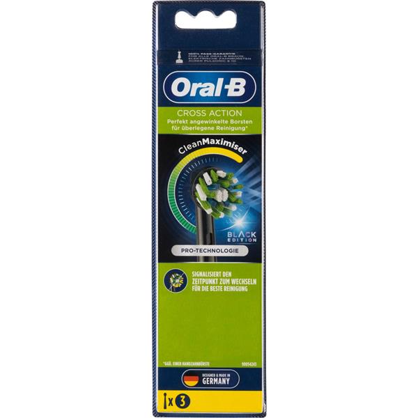 ORAL-B TOOTHBRUSH HEADS BLACK CROSSACTION CLEANMAXIMIZER 3PCS