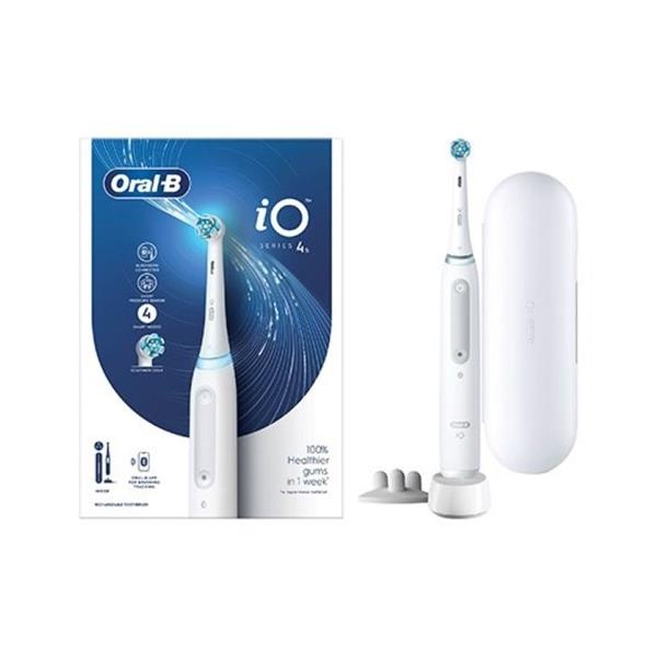 Oral-B iO 4S Ηλεκτρική Οδοντόβουρτσα με Χρονομετρητή, Αισθητήρα Πίεσης και Θήκη Ταξιδίου White