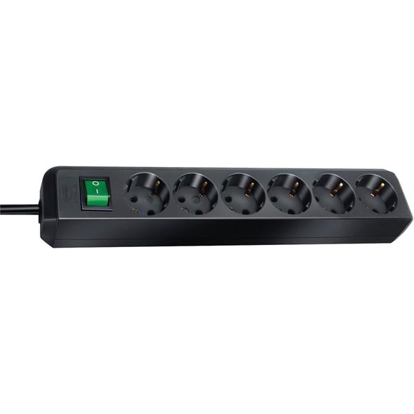 BRENNENSTUHL ECO-LINE 6 FOLD BLACK 1,5M + SWITCH