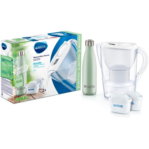 BRITA MARELLA MAXTRA+ WHITE W. 2 FILTER CARTRIDGES +THERMAL FLASK