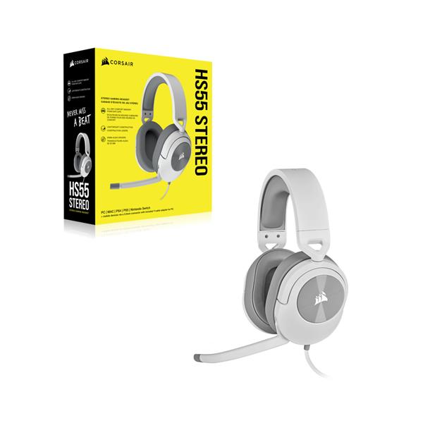 Corsair Wired Gaming Headset Hs55 Stereo - White - Ca-9011261-Eu Ca-9011261-Eu