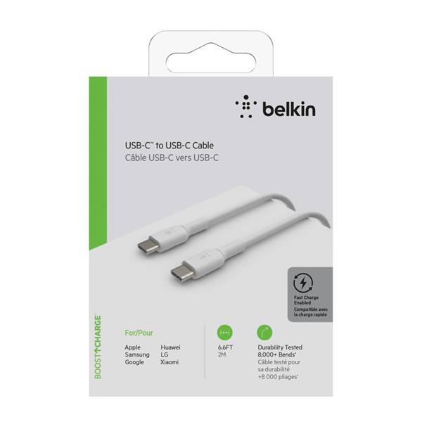 BELKIN USB-C/USB-C CABLE 2M PVC, WHITE CAB003BT2MWH