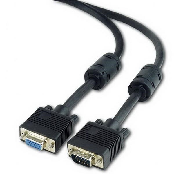 CABLEXPERT PREMIUM VGA EXTENSION HD15M/HD15F DUAL-SHIELDED W/ 2XFERRITE 1,8M CABLE BLACK