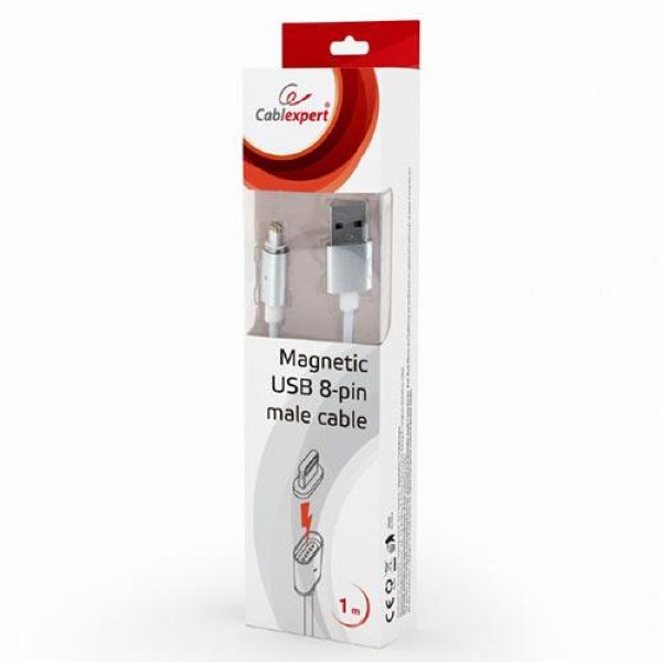 CABLEXPERTMAGNETIC USB LIGHTNING MALE CABLE 1M BLISTER SILVER