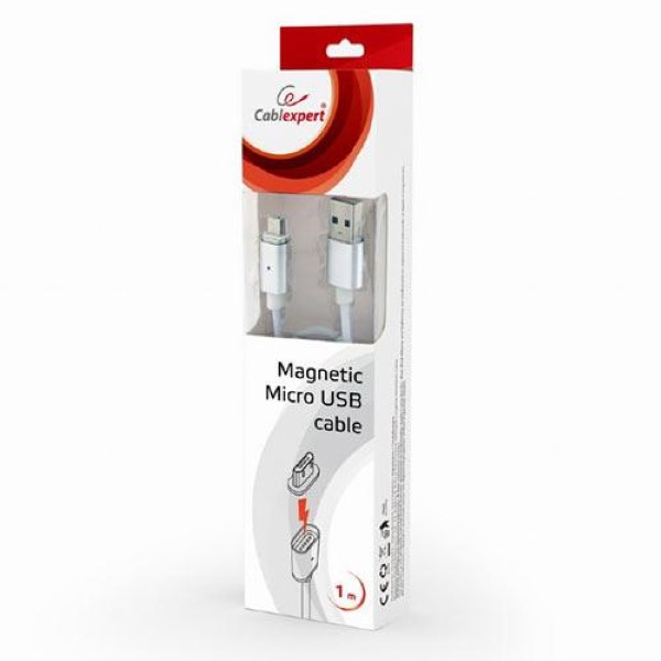 CABLEXPERT MAGNETIC MICRO USB CABLE 1M BLISTER SILVER
