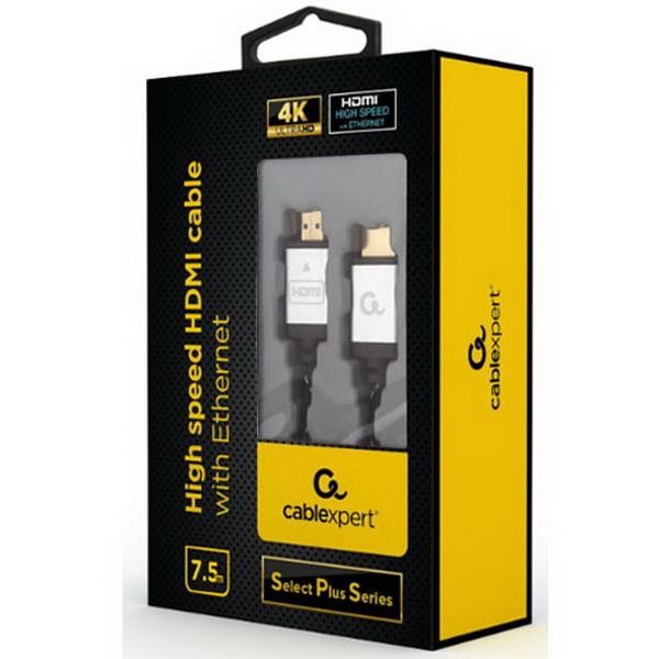 CABLEXPERT 4K HIGH SPEED HDMI CABLE WITH ETHERNET "SELECT PLUS SERIES" 7.5M