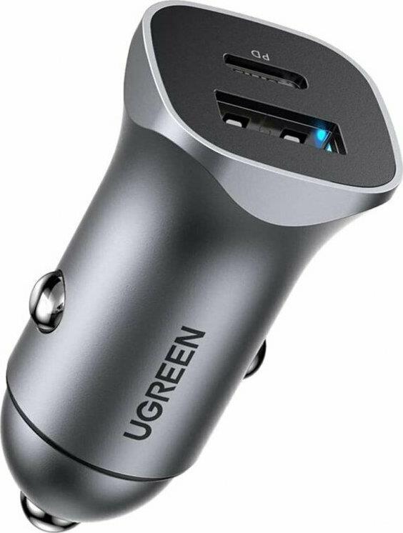 Ugreen Car Charger Cd130 24W Pd Plus Usb Qc3.0 Silver 30780