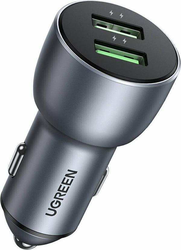 Ugreen Car Charger Cd213 36W Dual Usb Qc3.0 Gray 10144